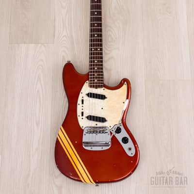 1974 Fender Competition Mustang Vintage Offset Guitar Competition Red w/ Case image 2
