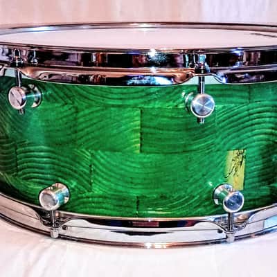 MARTIAL PERCUSSION-CUSTOM STAVE SNARE DRUM w/ IDSS - PONDEROSA GREEN -FREE SHIP TO C-USA! image 5