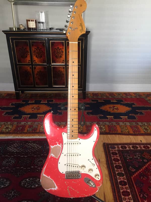 1966 Relic Fender Stratocaster, Fiesta Red, USA and Japan Parts image 1