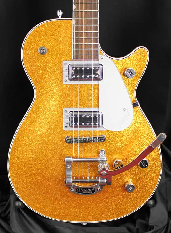 2025 Gretsch G5230T Electromatic Sparkle Jet FT Bigsby Electric Guitar Gold Sparkle 8lbs 6oz image 1