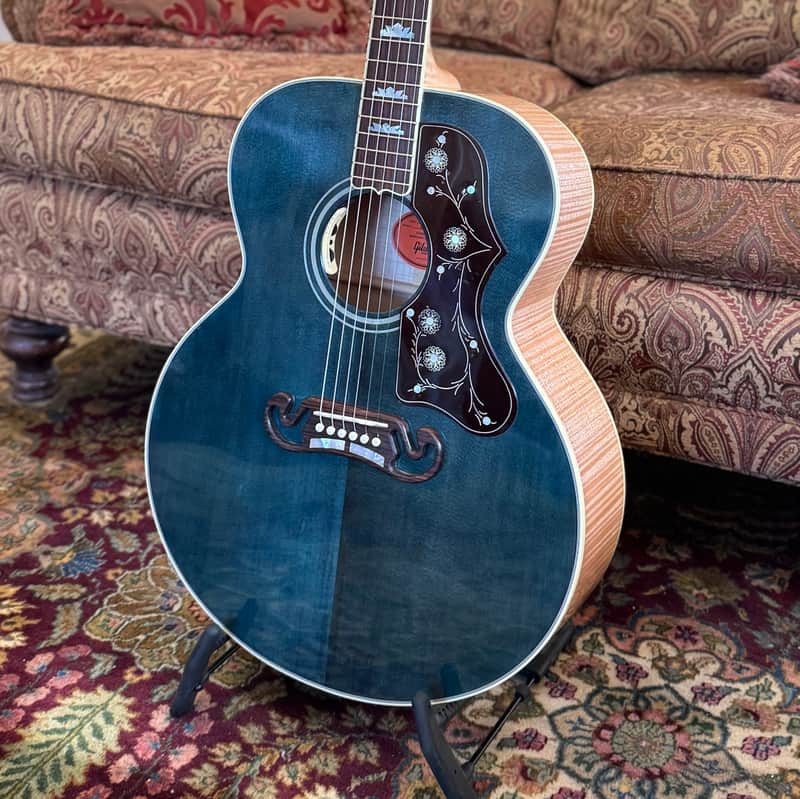 Gibson SJ-200 Custom Shop Made 2 Measure Limited Edition 2024 Blue Top - Natural Flame Back image 1