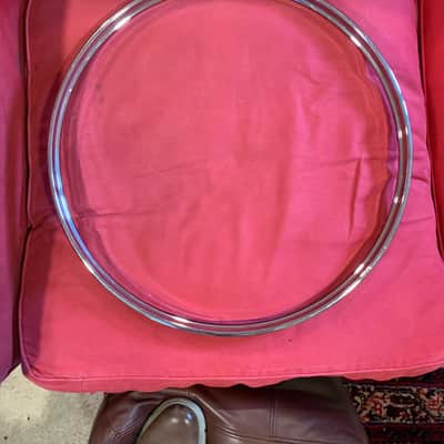 Pearl 22 Steel/Chrome Bass Drum Hoops 1978 - Black Inlay image 5