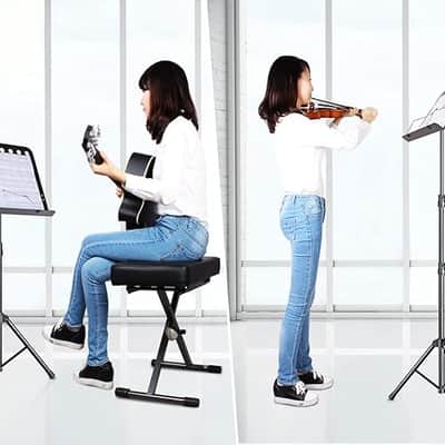 Sheet Music Stand, Adjustable Music Stand with Carrying Bag, Professional Music Book Holder Music Sheet Clip Holder for Guitar, Ukulele, Violin Players(1 Pack) image 5