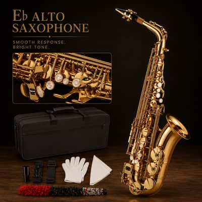 Gold Lacquer E♭ Alto Saxophone Outfit w/ Case & Accessories image 2