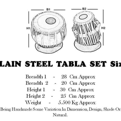 Handmade Steel Tabla Bayan,Drum Set With Bag, ,Finest Dayan with Hammer Cushions Cushions image 5
