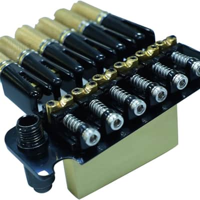 10.5mm Headless Electric Guitar Bridge Black Brass Block Saddle Hardened Steel Plate 2 point tremolo bridge for Fanned-fret 6 String Headless Electric Guitar Replacement parts image 2