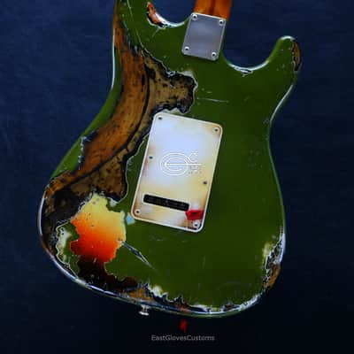 Fender Stratocaster Olive Green /Sunburst Heavy Aged Relic by East Gloves Customs image 6