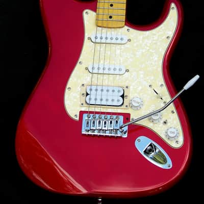 Metallic Red Stratocaster + Custom Maple Neck + SSH Pickup Configuration + Aged Pearl Guard+ Bridge Humbucker-7-Sound-Switching + Working Bridge Tone +TB Circuit+ Kluson Style Tuners w/Low Action+ Leveled, Crowned and Polished Frets! image 2