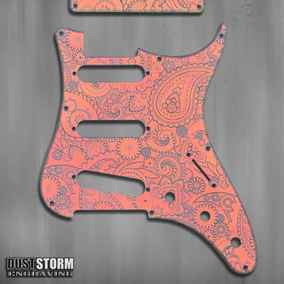 Paisley Pickguard Tremolo Cover Set Engraved Iridescent Rainbow Acrylic Mirror for PRS Silver Sky image 5