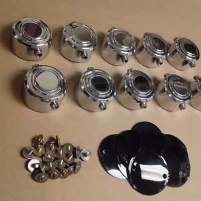 10 Pc. Chrome Double Sided Hayman/Camco Snare Drum Lugs Lot #3 + Gaskets & Screws (1 3/8" hole spacing) - *Very Rare to Find* image 2
