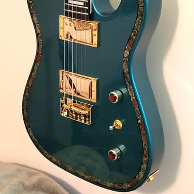 CUSTOM DESIGNED & CRAFTED TELE STYLE IN GREEN METALLIC FINISH WITH STONES -SERIAL #074 -2025 image 4