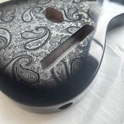 Black Custom Amoeba Finish Guitar Telecaster Tele Style Mahogany Wood Body image 2