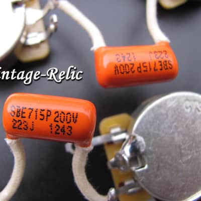 Wiring Kit Orange Drop .022uF Caps CTS 550k SHORT shaft pots fit Gibson Les Paul image 2