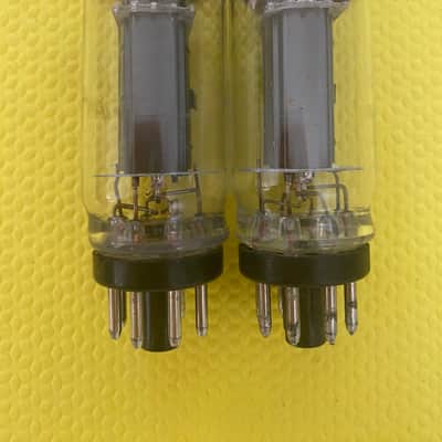 Matched Pair Sylvania 6V6 6V6GTA Vacuum Tubes Valves Black Plates Copper Support Rods Coin Wafer Base Silver Tops NOS NIB image 2