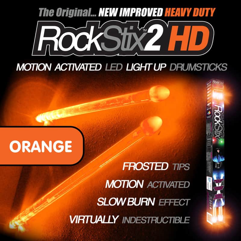 RockStix 2 HD Light-Up LED Drumsticks – Orange, Pair image 1