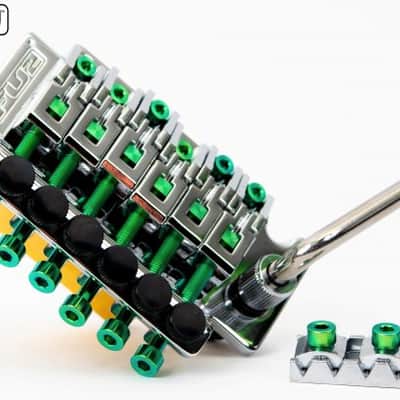 FU-Tone Titanium Saddle Insert For Locking Tremolo Green Anodized - 6 String Set - Made In USA! image 3