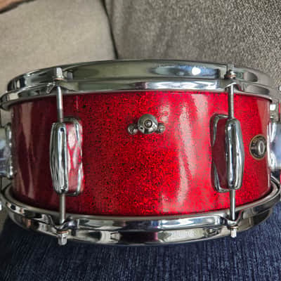Slingerland 8 lug snare drum mahogany shell cob hoops Early 1960s - Red Sparkle image 5