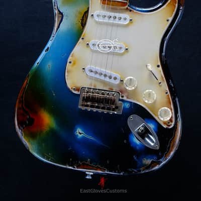 Fender Deluxe Stratocaster Galaxy Blue Aged Relic by East Gloves Customs (RARE) image 11
