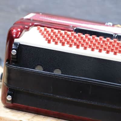 PAM Accordion 120-Bass 41-Key 5-Treble Switch Red Piano Accordion w/Case image 11