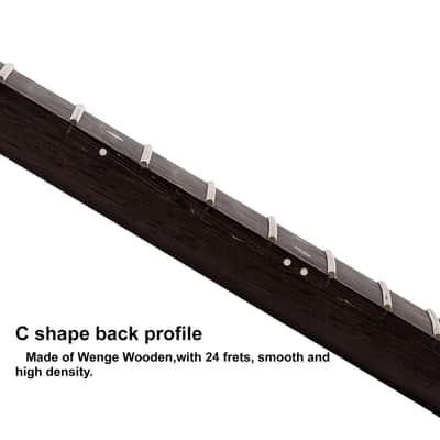24 fret Guitar Neck Wenge Neck,Wenge Fretboard Inlaid with Colored Shells,Cow Bone Nut image 4