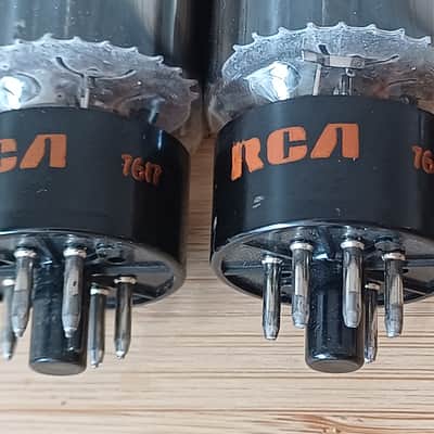 Superb "A"NOS RCA 6L6GC BLACK PLATE matched pair made in USA in 1976 SAME DATE CODE ! Extra strong  Holy grail ! image 12