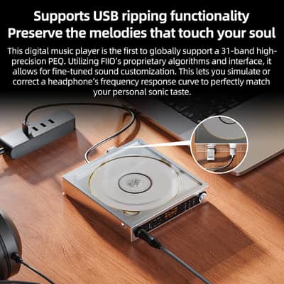 FiiO DM15 Portable Stereo CD Player with True 24Bit R2R DAC, 1150mW+1150mW High-Power Output, aptX Adaptive Bluetooth Transmitter, 24 Sound Presets, USB/CD HiFi Audio, HD Display (Red) image 8