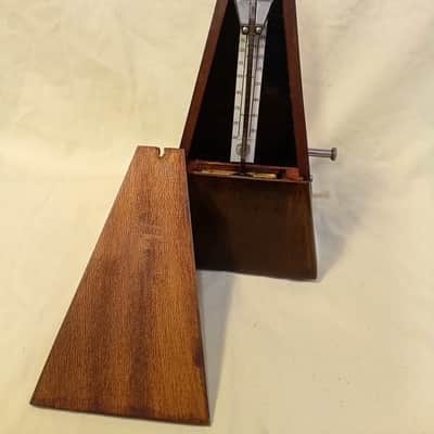 Fully Restored Paquet Antique Maelzel Bell Metronome 1900s Walnut / Fruitwood, Has Silver Trim image 12