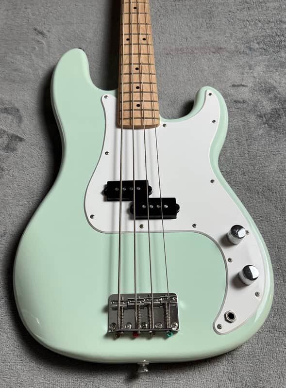 Squier Precision Bass by Fender – Surf Green – Maple Neck – Excellent Condition w/ Gig Bag image 1