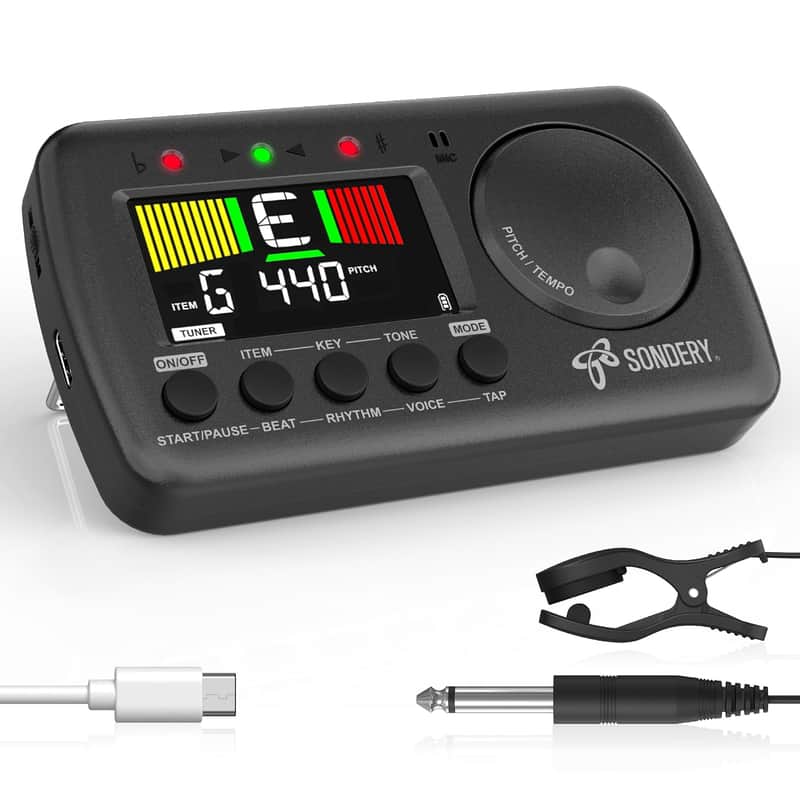 Digital Metronome Tuner 3 In 1, English Vocal Counting Metronome With Tap Tempo, Chromatic Tuner Tone Generator Rechargeable image 1