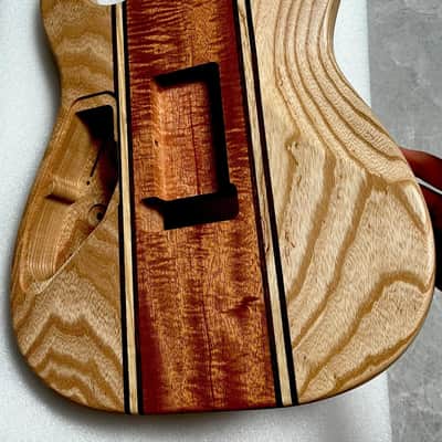 Mahogany Satin Handcrafted 9-Piece Guitar Body Ash &  Natural Wood Grain image 3