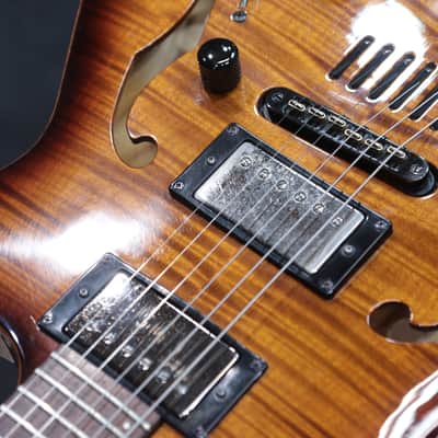 Godin Flat Five 'X' Lightburst High-Gloss Semi-Hollow Electric Guitar w/Case image 13