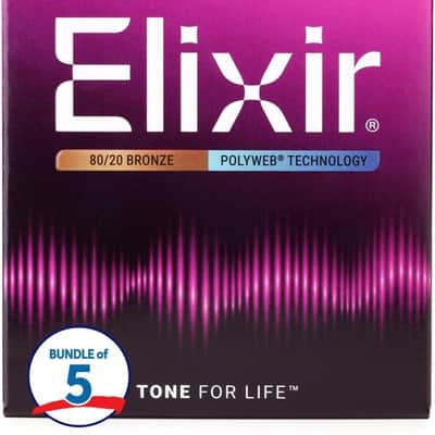 Elixir Strings 11150 Polyweb 80/20 Bronze Acoustic Guitar Strings - .010-.047w Light 12-String (5-pack) image 3