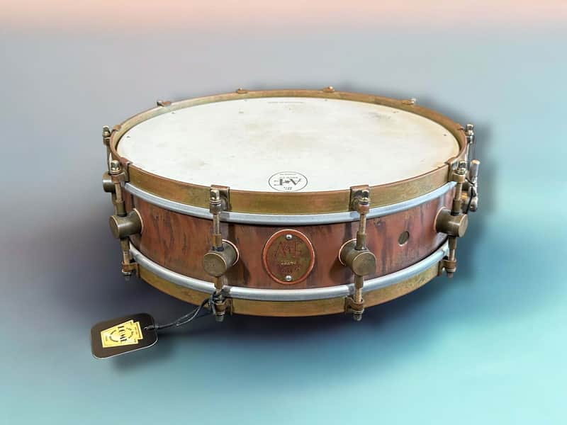 A&F Drum Co. 4x14 Raw Copper Snare - Raw Copper Petina image 1