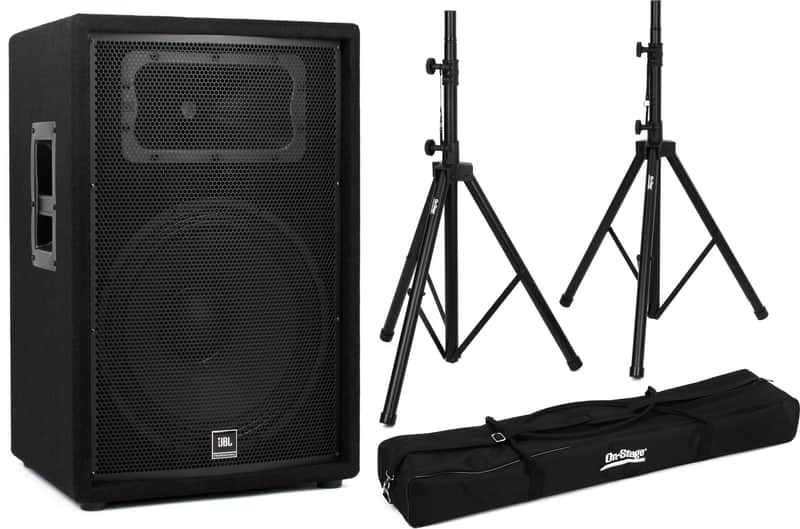 JBL JRX215 1000W 15 inch Passive Speaker  Bundle with On-Stage Stands SSP7950 All-aluminum Speaker Stand Pack with Bag image 1