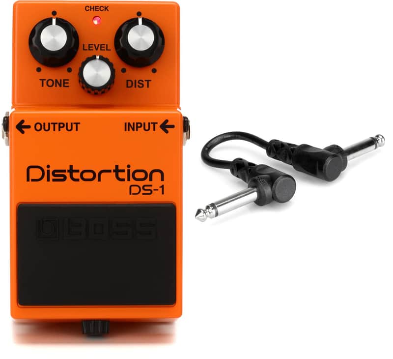 Boss DS-1 Distortion Pedal Bundle with Hosa CFS-106 Guitar Pedalboard Patch Cable - Right Angle to Right Angle - 6 inch image 1