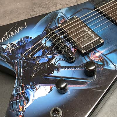 Dean Dave Mustaine Signature Flying King V VMNT Artist Owned, Signed and Tour Stage Played By Dave! USA Custom Shop Black Megadeth Terminated Graphic Artwork - Post Malone GQ Interest Pre-Gibson era image 1