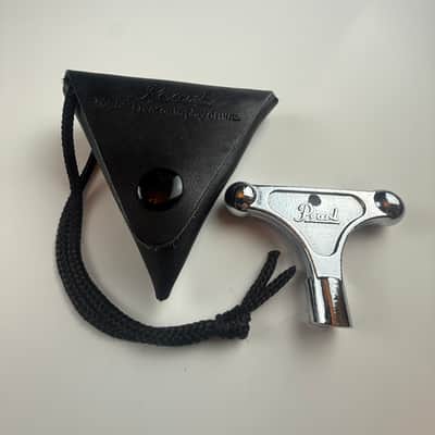 Pearl K025 Drum Key w/ Black Leather Pouch 1990s - Chrome image 9