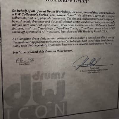 DW DREX6514SSG-R2 Collector's Series "R40" Neil Peart Signature Icon 6.5x14" Snare Drum 2016 - Black with Neil Peart Graphic image 10