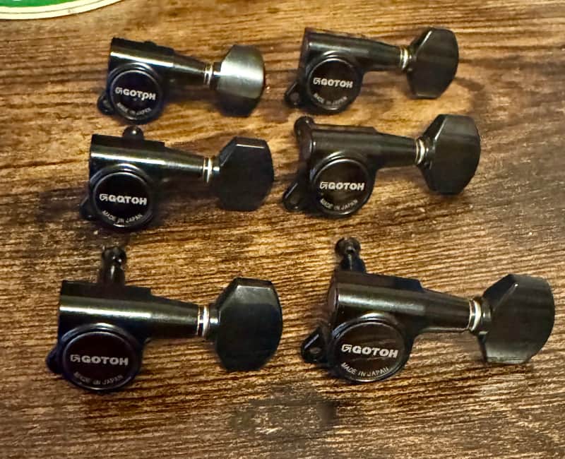 Gotoh TK-0760-001 Mini Tuning Keys, 6-in-Line, 16:1 2010s - Black image 1