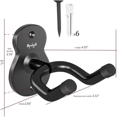 Guitar Wall Mount Hanger, 3 Pack Guitar Hanger for Wall, Black Metal Guitar Holder Rack Stand for Basses, Electric Guitar, Acoustic Guitar and Ukulele image 1