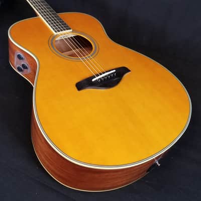 Yamaha FS-TA TransAcoustic Folk Size Concert Acoustic/Electric Guitar, Solid Spruce Top, Vintage Tint image 5