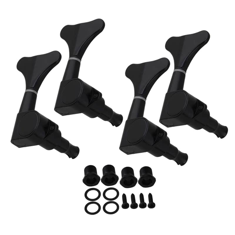 Black Machine Heads Tuning Pegs 4R Bass Tuners Replacement For 4 String Bass image 1