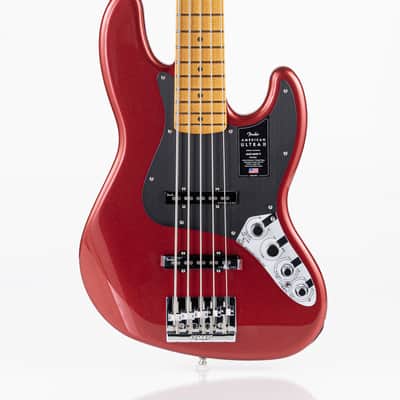 Fender American Ultra II Jazz Bass V with Maple Fretboard - Sinister Red image 5