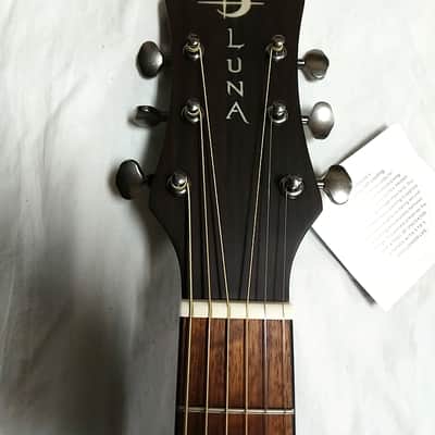 Luna Safari Art Vintage acoustic guitar NEW - Distressed Travel Size w/ Gig Bag image 4