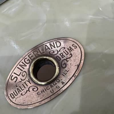 Slingerland - 5.5x14" Gene Krupa Radio King, Solid Maple Snare Drum 3-point Strainer, 1951 - White Marine Pearl image 4
