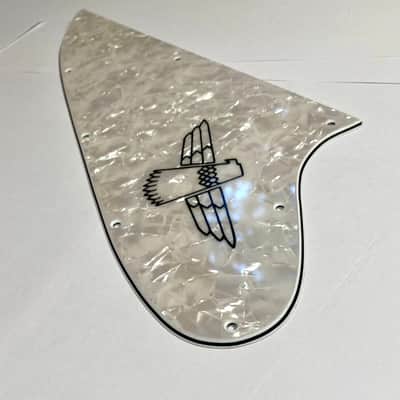 White Pearl 4 Ply Pickguard for Gibson Thunderbird Bass 1963-1966 w/ Decal Made IN USA image 2