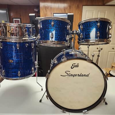 Slingerland Sound King 5 Piece Drum Set, 1968 - Blue Onyx Pearl image 2