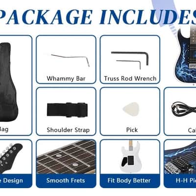 Maple Lightning Style White Electric Guitar +Strap+ Cord+ Gigbag+ Picks image 2