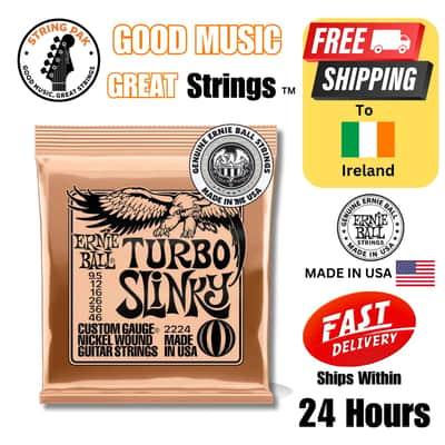 Ernie Ball Turbo Slinky Electric Guitar Strings 9.5-46 + 2 FREE Strap Locks 2025 image 1