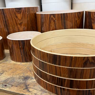 ROSEWOOD and Maple 9 pcs shell set - DOUBLE BASS - 5 ply core Drum Shell 9 pcs set - Clear gloss polished BEST OFFERS ACCEPTED! image 4